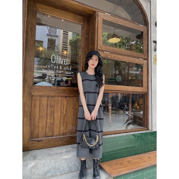 Váy tanktop maxi kẻ ngang