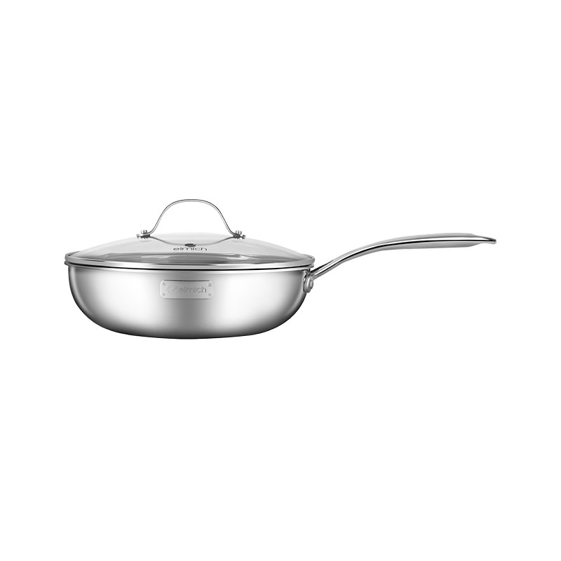 [LIFEMCMBP4 -12% đơn 250K] Chảo xào inox liền khối cao cấp 3 lớp đáy liền Elmich Trimax EL-4846OL size 26cm