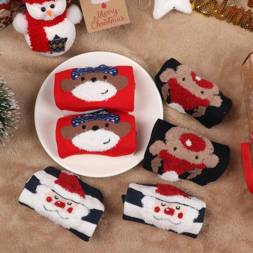 WTTLE Bộ 4 Đôi Vớ Cotton Họa Tiết Giáng Sinh