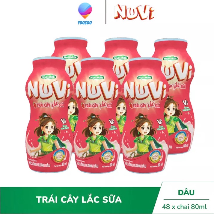 Thùng 48 Chai NuVi NuVi Thức Uống Hương Dâu Trái Cây Lắc Sữa chai 80ml - YOOSOO MALL