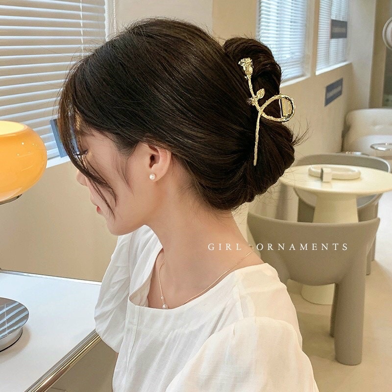 Kẹp tóc hoa hồng thiết kế sang trọng quý phái