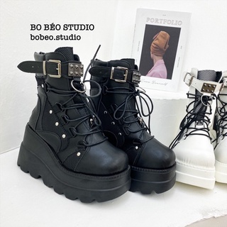 (SẴN ĐEN 35,37,38 TRẮNG 37) BỐT GOTHIC A2 ĐẾ CAO 10CM