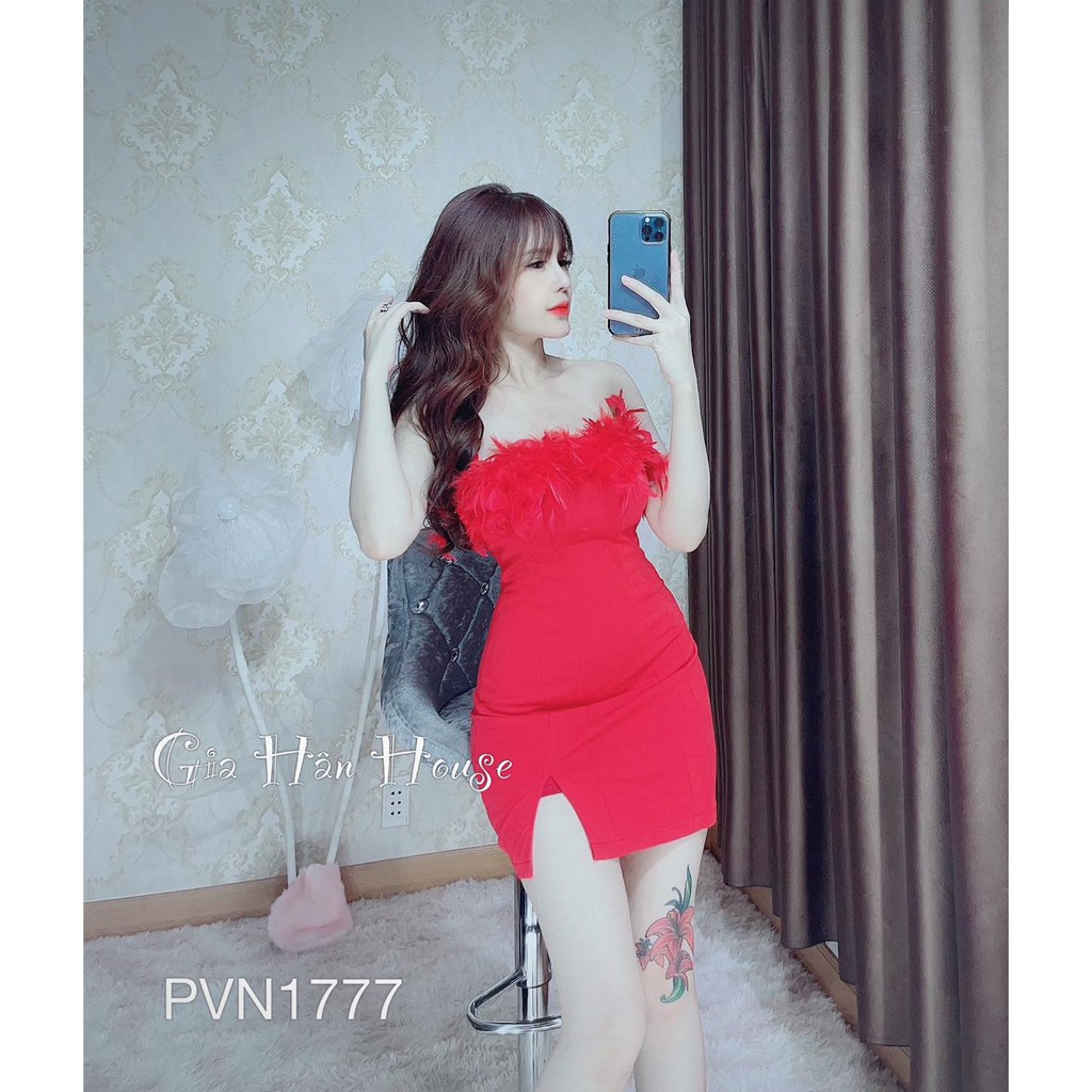 [Mã SKAMA06 giảm 8% tối đa 50K đơn 250K] Đầm lông xẻ đùi | BigBuy360 - bigbuy360.vn