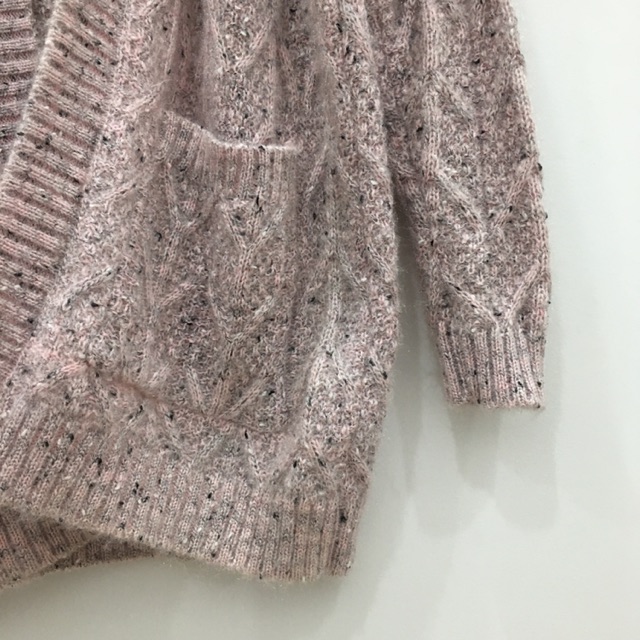 Áo len cardigan dáng dài hồng pastel