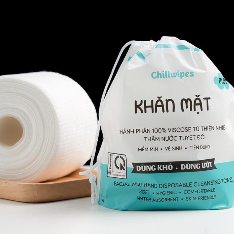 Khăn mặt khô Chillwipes dùng 1 lần lau khô, lau ướt+ TẶNG kèm khăn mặt nén dạng viên kẹo - Giấy lau mặt dùng một lần