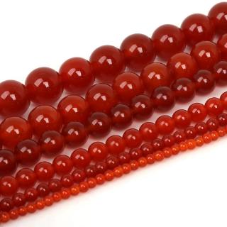 Chuỗi hạt đá màu đỏ tự nhiên đường kính 4/6/8/10mm cho trang sức tự làm