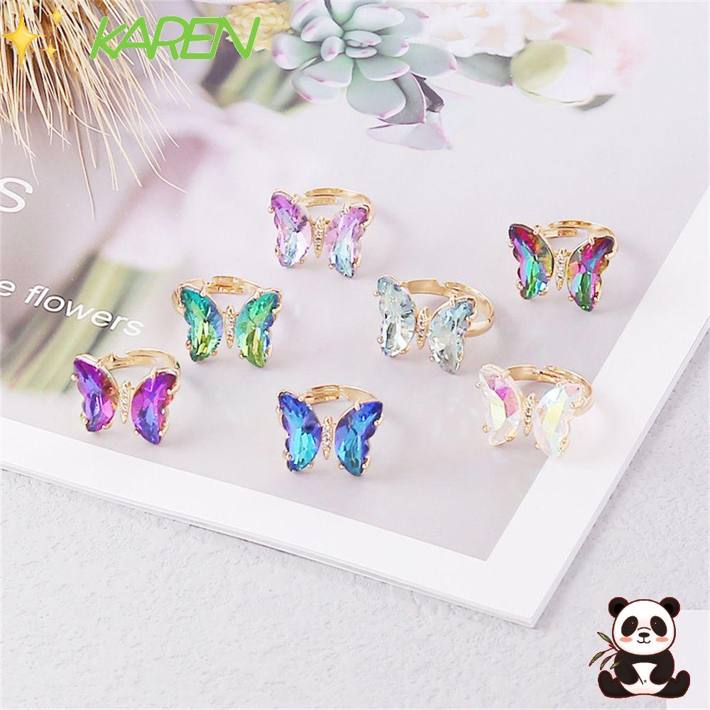 Nhẫn Hình Bướm Màu Gradient Có Thể Điều Chỉnh Thời Trang Cho Nữ|Lãng Mạn