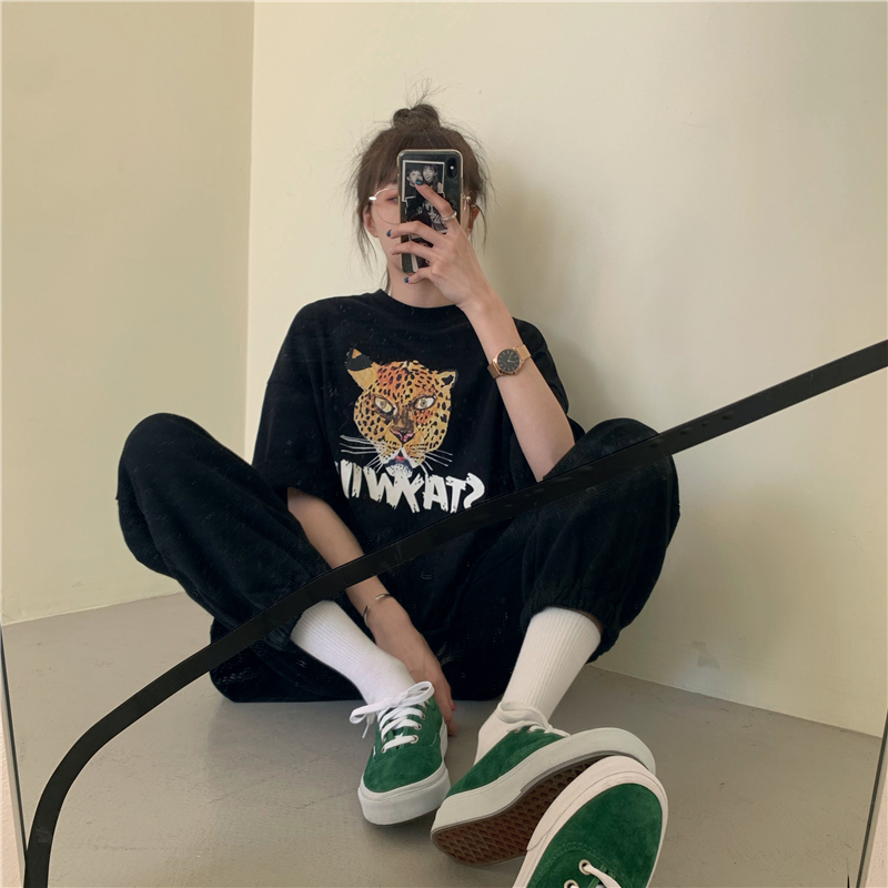 Xiaozhainv Quần dài eo cao chất co giãn thời trang Hàn Quốc