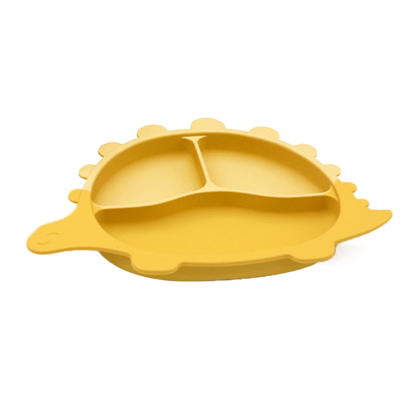 Bát Ăn Chia Ngăn Bằng Silicon Không Chứa BPA Họa Tiết Khủng Long Hoạt Hình Dễ Thương Cho Bé