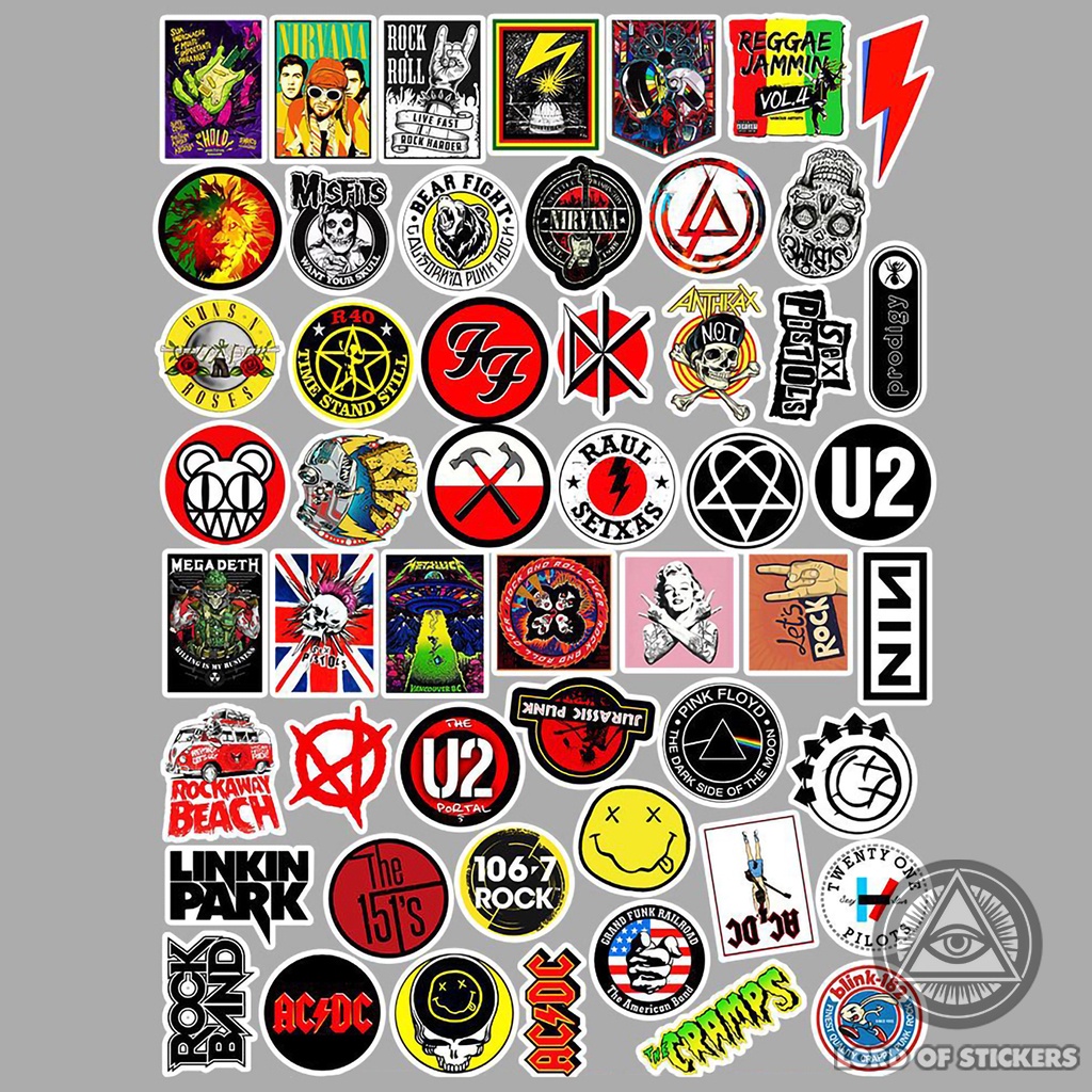 Set 100 Nhãn Dán Sticker Phong Cách Ban Nhạc Rock Cổ Điển Metal Punk Rock Chống Thấm Nước Dán Mũ Bảo Hiểm, Laptop, Vali