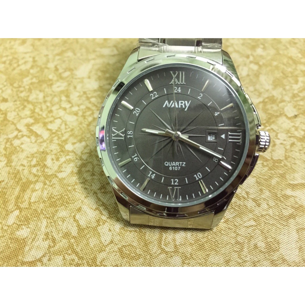 Đồng hồ nam dây thép phiên bản cổ điển Nary 6107 (tặng pin dự phòng)
