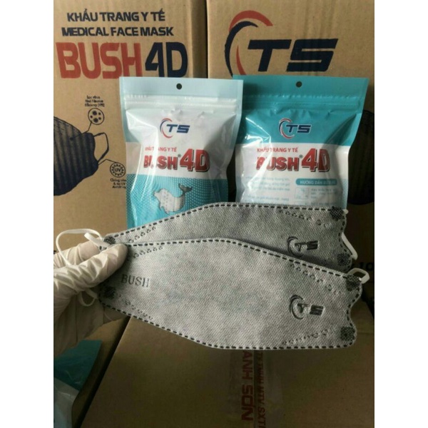 Khẩu Trang Cá Heo BUSH 4D Chính Hãng Túi