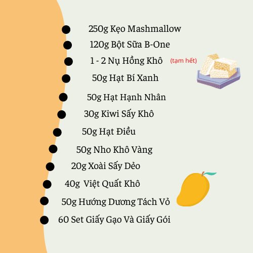 Set Làm Kẹo Nougat Vị Truyền Thống 800g 60 đến 70 cái