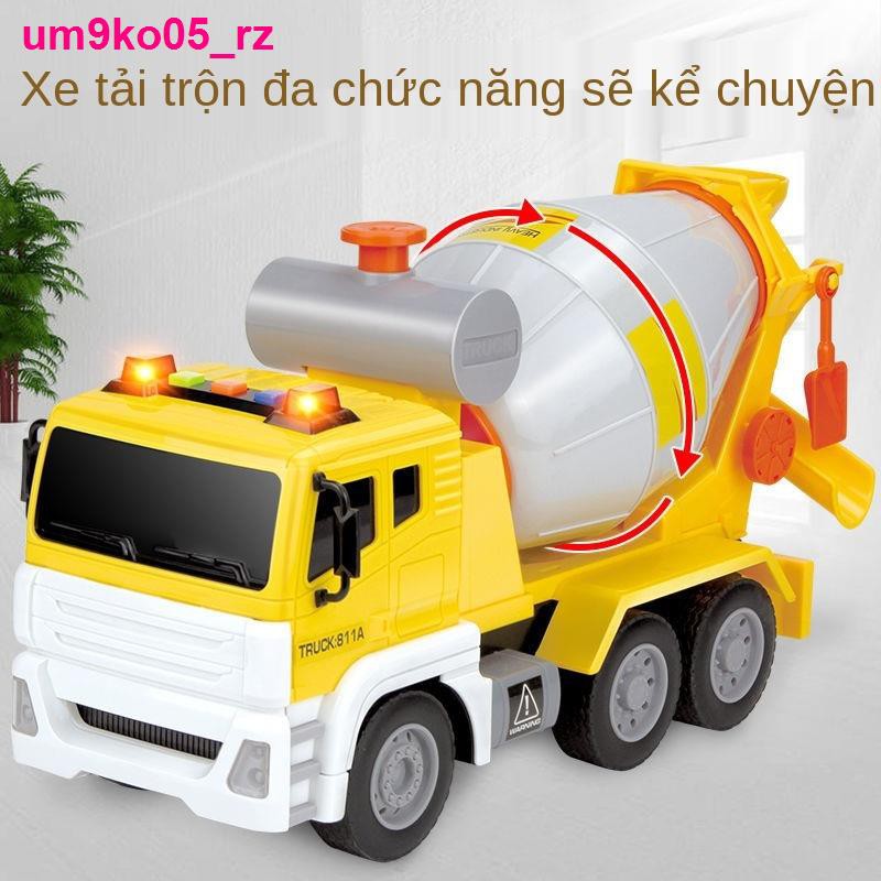 Xe trộn xi măng lớn đồ chơi cậu bé trẻ em mô hình phỏng cần cẩu bồn kỹ thuật bê tông siêu