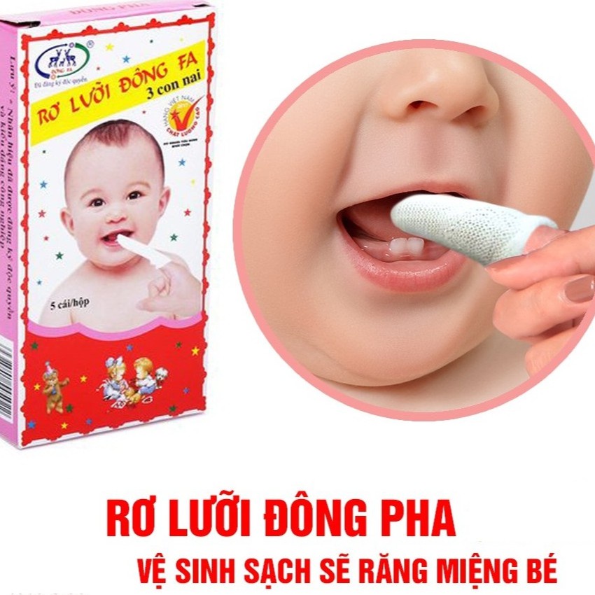 Gạc rơ lưỡi xỏ ngón Đông Fa (tách lẻ 1hộp 5 cái)