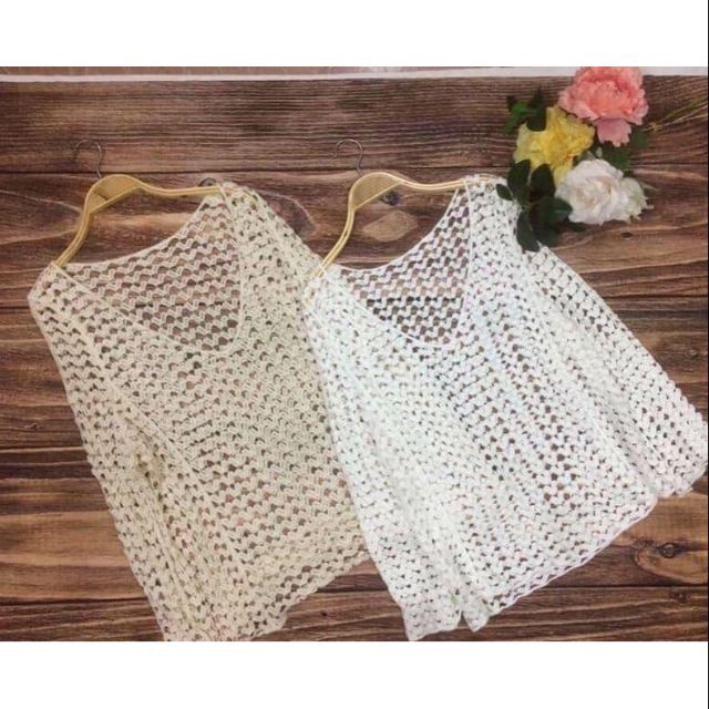[Mã FAMARAL1 giảm 10K đơn 50K]Áo ren lưới đi biển - Áo choàng lưới đi biển (mặc ngoài bikini)