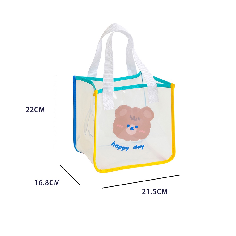 Túi Xách Đi Biển Bằng Nhựa PVC Trong Suốt In Hoạt Hình Gấu Đáng Yêu