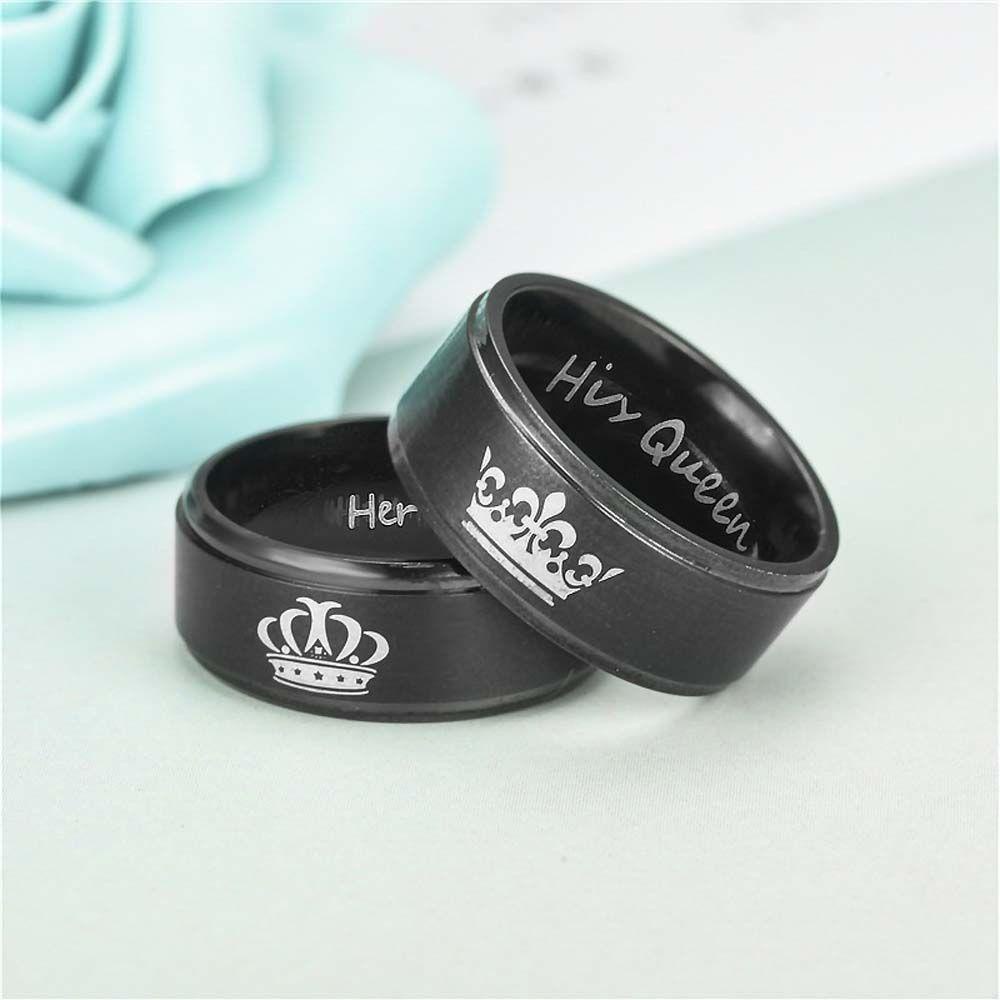 Nhẫn Cặp Khắc Chữ His Queen 26Eddie Phong Cách Hàn Quốc Dành Cho Nam Và Nữ