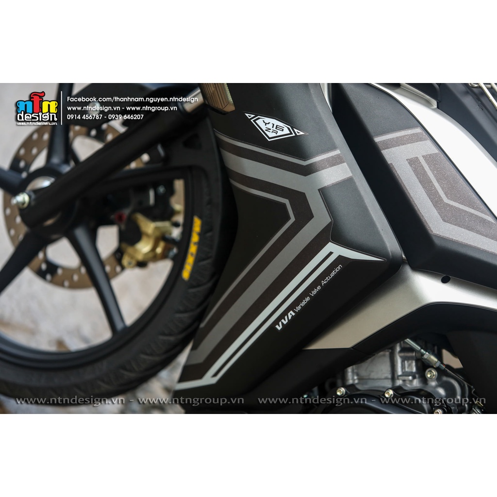 Tem rời Exciter 155 đen nhám chỉ xám y16zr ,tem 3 lớp không bay màu