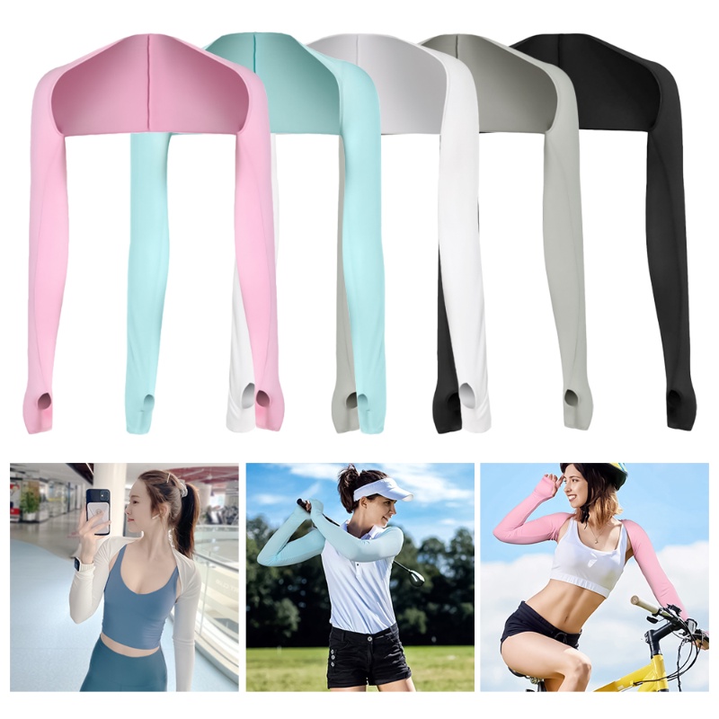 Vỏ Bọc Cánh Tay Dài Chống Nắng / Tia UV Bằng Lụa Lạnh Màu Trơn