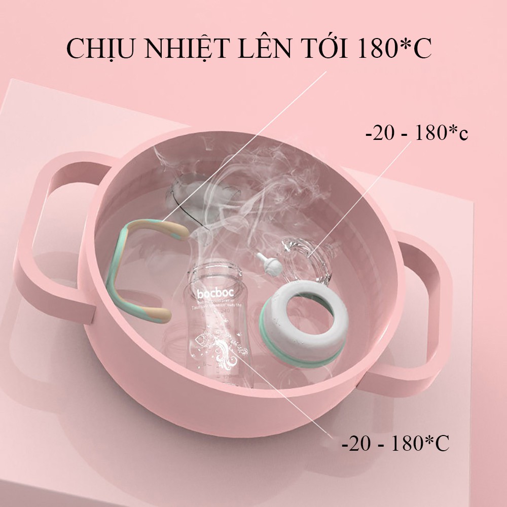 Bình sữa  chống sặc bocboc cổ rộng quai cầm ppsu, núm vú silicone siêu mềm, chống sặc và chống đầy hơi cho bé 240ml/300m