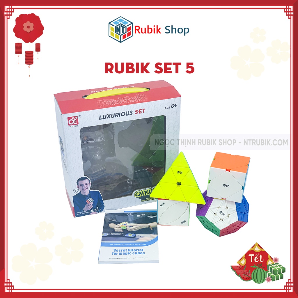 [Giảm giá] Set 5 /Combo 4 Rubik (Qiming -Pyraminx,Qicheng -Skewb,Qiheng S-Megaminx,Ivy cube)