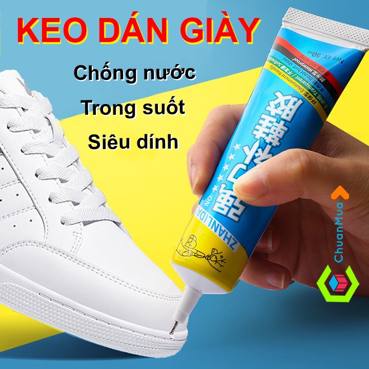 Keo Dán Giày Dép Trong Suốt Chuyên Dụng Siêu Dính 50ml ( Tặng chà giày và chun, Keo Dán Tốt Hơn Seaglue,Giá Sỉ... )