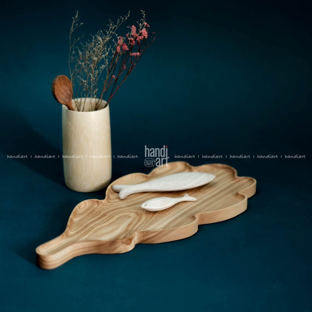 Khay gỗ lá cách điệu -  Wooden tray leaves (37*18cm) | BigBuy360 - bigbuy360.vn