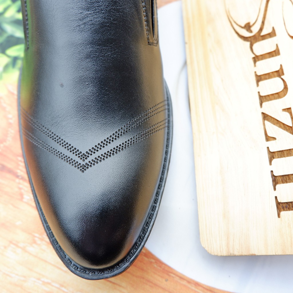 GIÀY DA THẬT LADIEP 3374 - Kiểu giày công sở không dây tiện dụng cho nam giới (model 2018) màu đen