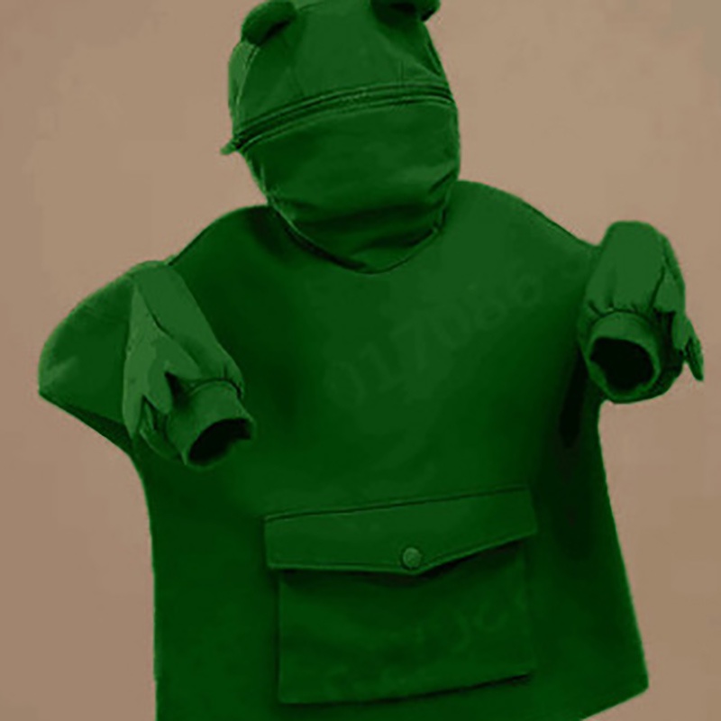 IELGY    Áo Khoác Nhung Dài Trung Bình Thiết Kế Hình Ếch Dễ Thương Thời Trang Thu Đông Cho Nữ