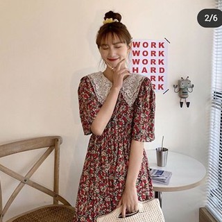 Đầm hoa nữ cổ peter pan thêu