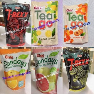 [fs ở shop thuphumitom2020] thùng 10 bịch nước trái cây oishi vị teago chanh, đào, nước cam, táo, nho, bưởi, t-rexx