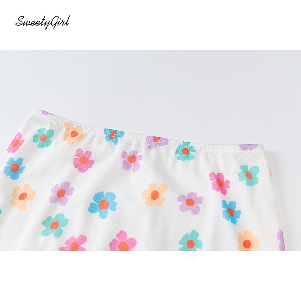 Chân váy mini phối lưới in họa tiết hoa nhiều màu sắc thời trang phong cách đường phố cho nữ