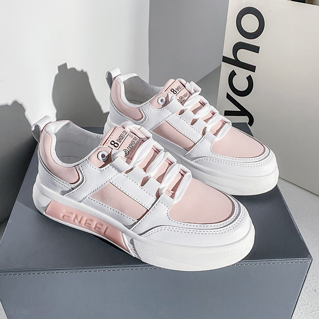 Giày Sneaker Nữ BUXINO14 Giày Thể Thao Nữ Đế Bằng 4cm Cột Dây Cổ Thấp Ulzzang Chạy Bộ Đi Học Đi Chơi Size Từ 36 Đến 39