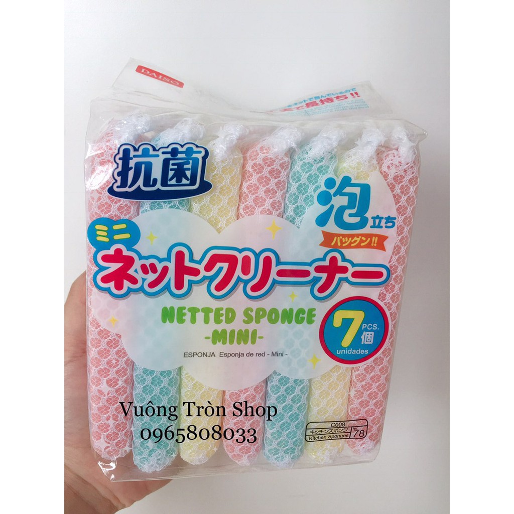 Combo 7 miếng rửa chén Daiso siêu bền đẹp, tạo bọt khí, giúp tiết kiệm dung dịch cọ rửa