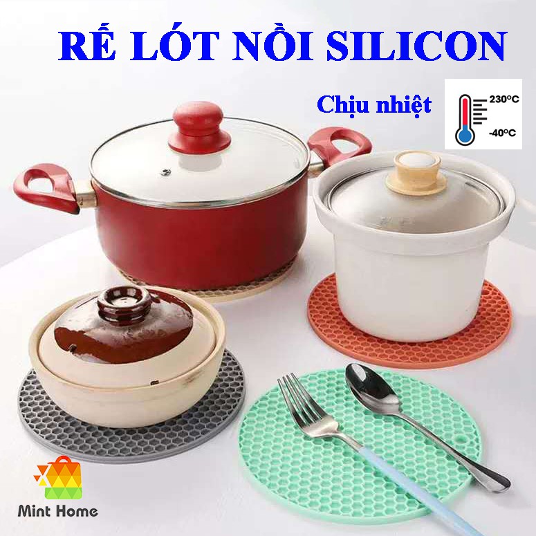 Miếng rế lót nồi silicon chịu nhiệt hình tổ ong cách nhiệt bàn ăn hàng tách lẻ từ bộ phụ kiện nồi chiên không dầu