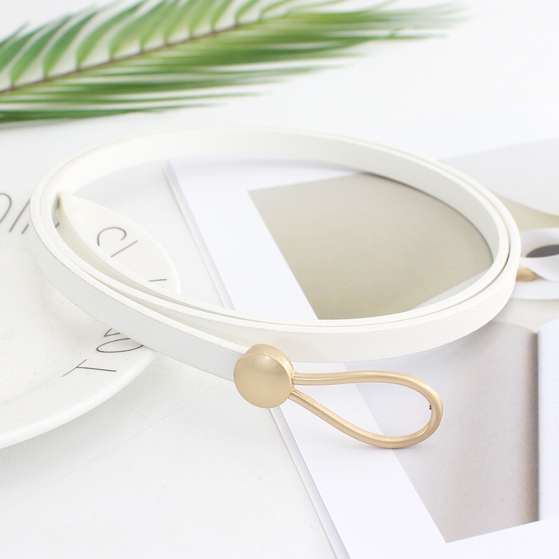 Thắt Lưng Da Pu Khóa Kim Loại Tròn Thiết Kế Thời Trang Cho Nữ, dai váy áo thanh lịch