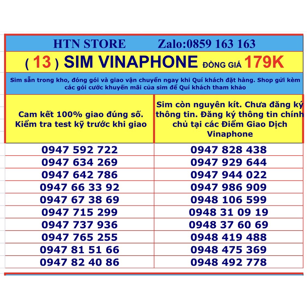 Sim vinaphone số đẹp giá rẻ đồng giá 179k - sim trả trước (13)