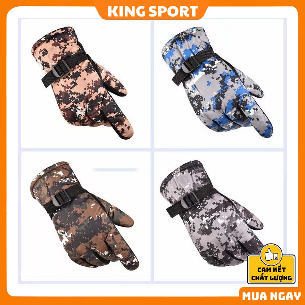 Găng tay xe máy lót nỉ nam nữ rằng ri chống gió chống nước cao cấp KING SPORT Găng tay đi phượt nam nữ ấm áp