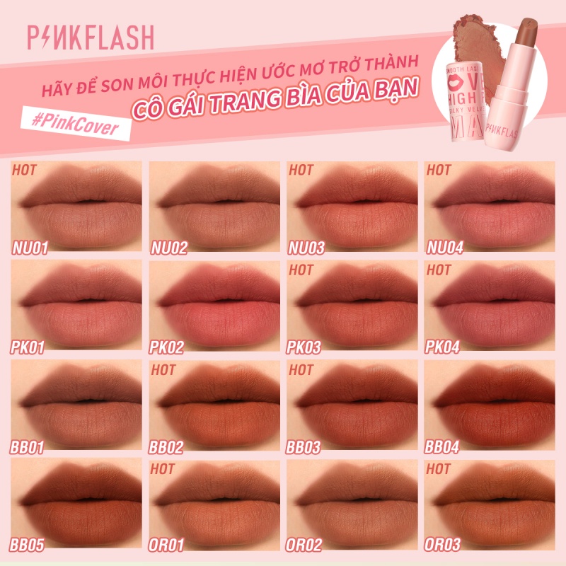 Pinkflash #Son lì mềm mịn như nhung lâu trôi lên màu chuẩn PinkCover