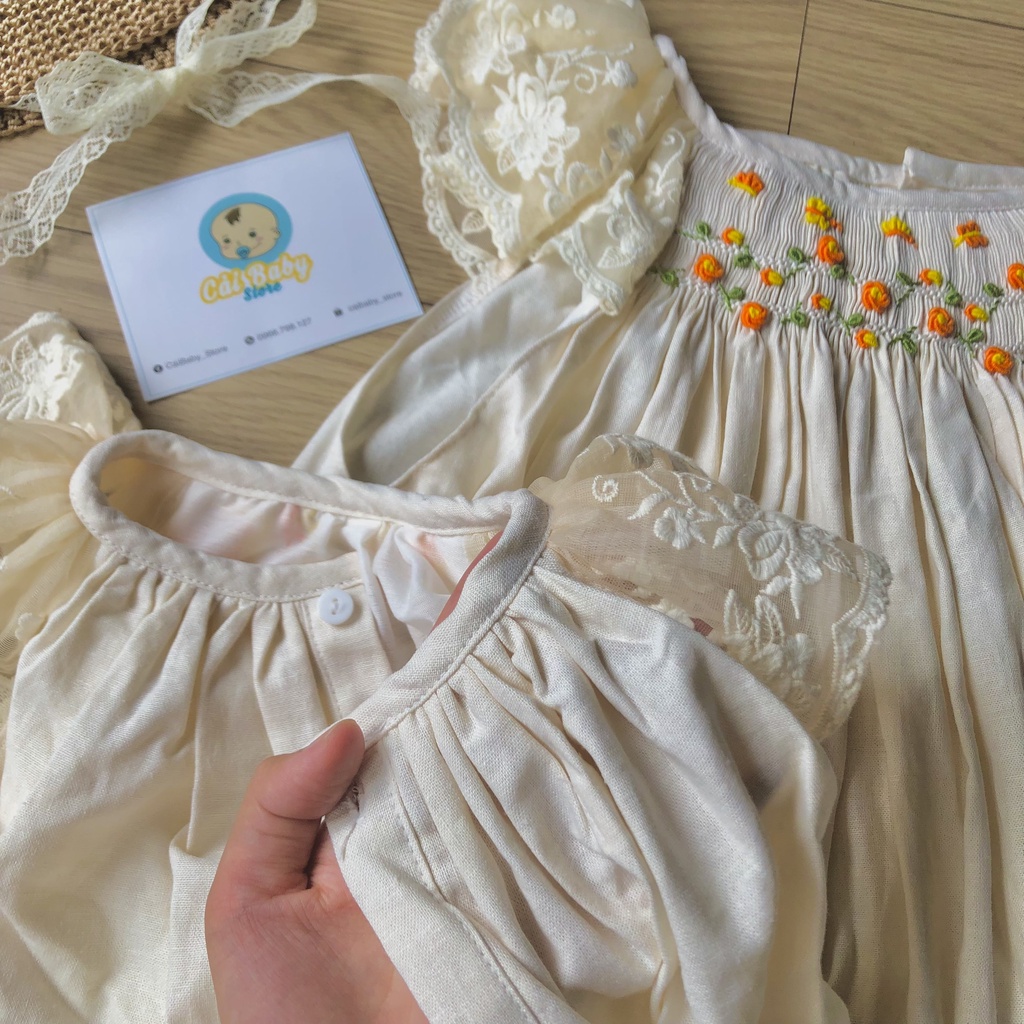Đầm Smock Cánh Tiên Tay Ren Phong Cách Bánh Bèo Dễ Thương Cho Mẹ