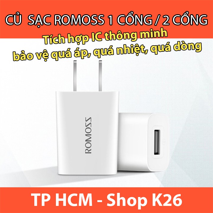 Củ Sạc Romoss 1 Cổng / 2 Cổng