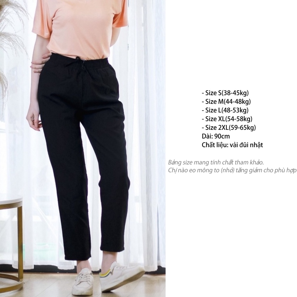 Quần đũi nữ dài baggy cạp chun ZENA cao cấp thoáng mát Q140