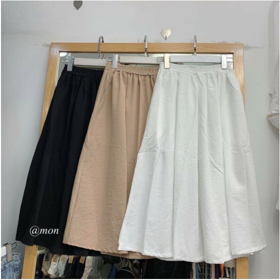 ⚡ Freeship ⚡ Chân váy dài ulzzang dáng xòe, chân váy đũi cạp chun phong cách Hàn Quốc thời trang thanh lịch | BigBuy360 - bigbuy360.vn