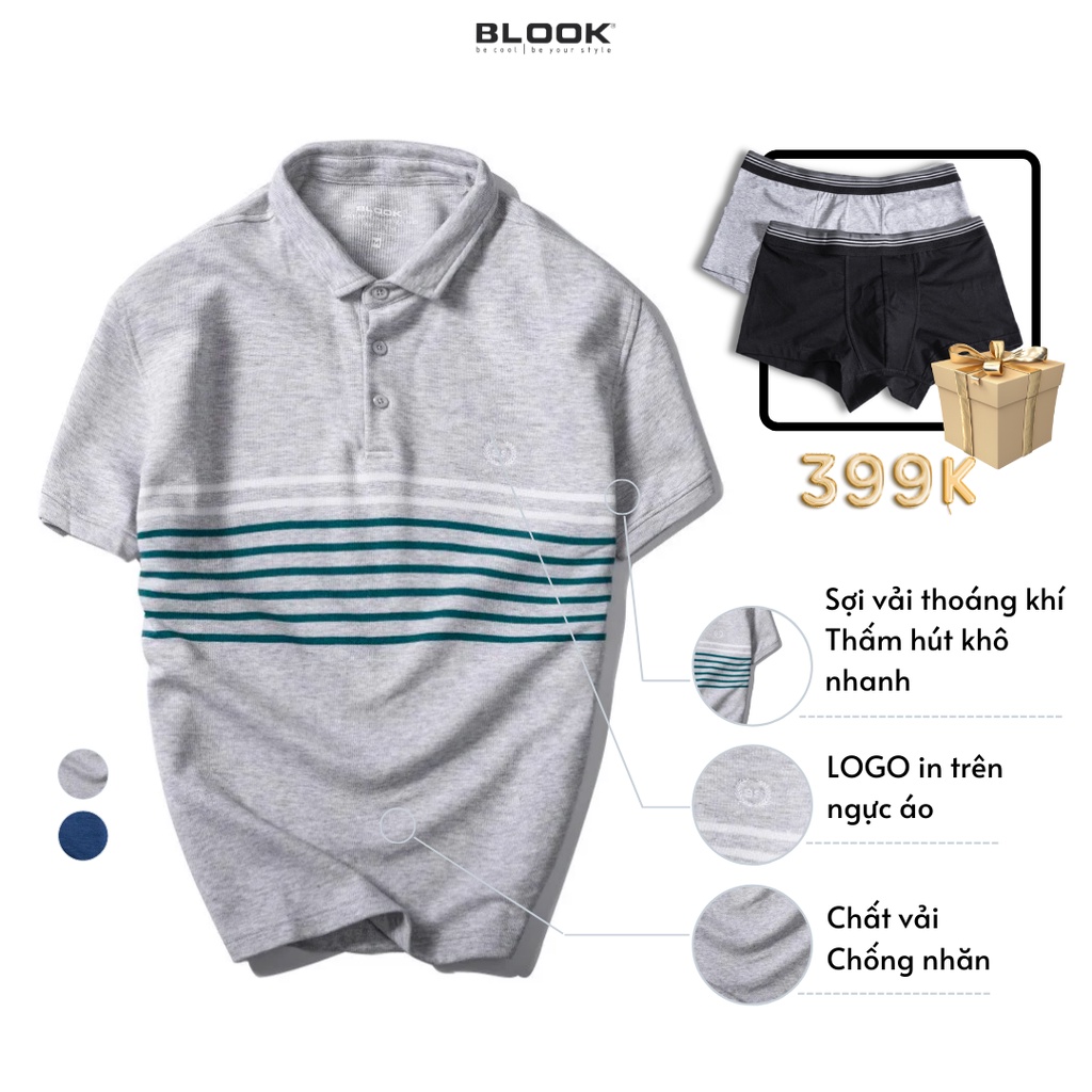 Áo polo nam slimfit BLOOK vải thun mềm mịn cotton co giãn phối màu trẻ trung 33380 ( HÌNH THẬT )