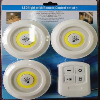 Bộ 4 Đèn Led Cob 3w Cảm Biến Chạm Điều Khiển Từ Xa Không Dây Kèm Phụ Kiện