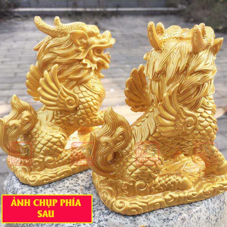 Cặp Kỳ Lân đồng nguyên chất phong thủy cao 12.5cm trang trí bàn thờ, bàn làm việc, nhà cửa - Tài lộc - Hóa giải vận hạn