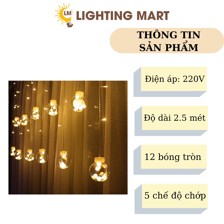 Đèn Led rèm nháy bóng tròn trang trí giáng sinh, trang trí ngày lễ tết