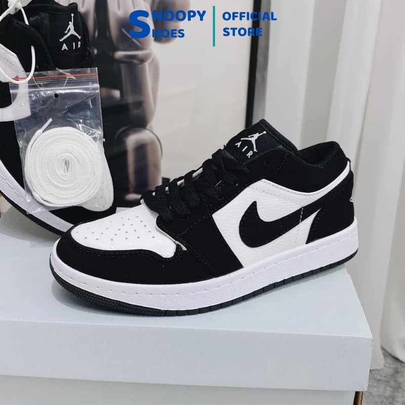 Giày Nike Air Jordan Đen Trắng Cổ Thấp, Giày Sneaker JD1 Low Panda Nam Nữ Thể Thao Cao Cấp Full Box Bill