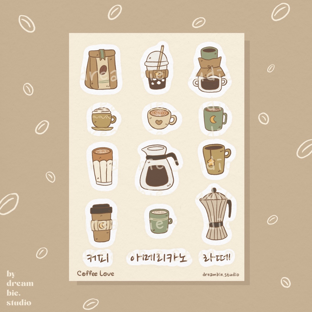 Dreambie | coffee love sticker sheet new ver. | hình dán coffee